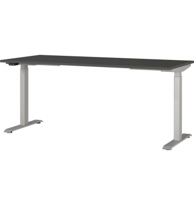 Sitz-Steh-Schreibtisch JET, elektrisch höhenverstellbar, 72-120cm (H), 180x80cm (BxT), rechteckig, graphit / silber