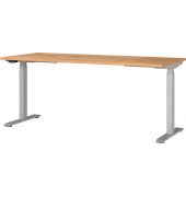 Sitz-Steh-Schreibtisch JET, elektrisch höhenverstellbar, 72-120cm (H), 180x80cm (BxT), rechteckig, navarra-eiche / silber