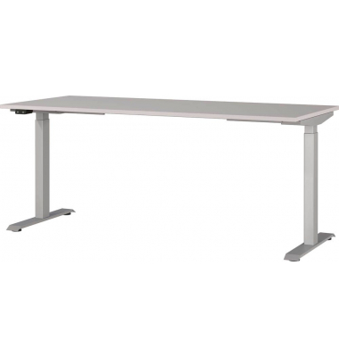 Sitz-Steh-Schreibtisch JET, elektrisch höhenverstellbar, 72-120cm (H), 180x80cm (BxT), rechteckig, kaschmir / silber