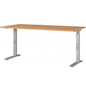 Schreibtisch DOWNEY, manuell höhenverstellbar, 68-91cm (H), 160x80cm (BxT), rechteckig, grandson-eiche / silber