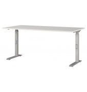Schreibtisch DOWNEY, manuell höhenverstellbar, 68-91cm (H), 160x80cm (BxT), rechteckig, lichtgrau / silber
