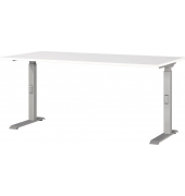 Schreibtisch DOWNEY, manuell höhenverstellbar, 68-91cm (H), 160x80cm (BxT), rechteckig, weiß / silber