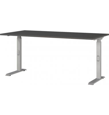 Schreibtisch DOWNEY, manuell höhenverstellbar, 68-91cm (H), 160x80cm (BxT), rechteckig, graphit / silber