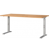 Schreibtisch DOWNEY, manuell höhenverstellbar, 68-91cm (H), 160x80cm (BxT), rechteckig, navarra-eiche / silber