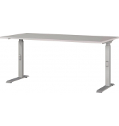 Schreibtisch DOWNEY, manuell höhenverstellbar, 68-91cm (H), 160x80cm (BxT), rechteckig, kaschmir / silber