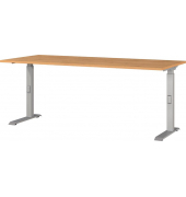 Schreibtisch DOWNEY, manuell höhenverstellbar, 68-91cm (H), 180x80cm (BxT), rechteckig, grandson-eiche / silber
