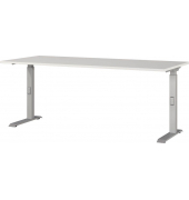 Schreibtisch DOWNEY, manuell höhenverstellbar, 68-91cm (H), 180x80cm (BxT), rechteckig, lichtgrau / silber
