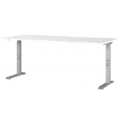 Schreibtisch DOWNEY, manuell höhenverstellbar, 68-91cm (H), 180x80cm (BxT), rechteckig, weiß / silber