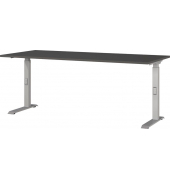 Schreibtisch DOWNEY, manuell höhenverstellbar, 68-91cm (H), 180x80cm (BxT), rechteckig, graphit / silber