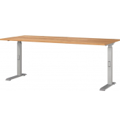 Schreibtisch DOWNEY, manuell höhenverstellbar, 68-91cm (H), 180x80cm (BxT), rechteckig, navarra-eiche / silber