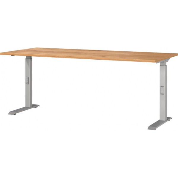 4005949791749 - Schreibtisch DOWNEY 7912-641 manuell höhenverstellbar 180x80cm (BxT) rechteckig navarra-eiche Silber 4005949791749 GERMAN 4005949791749 - Schreibtisch DOWNEY 7912-641 manuell höhenverstellbar 180x80cm (BxT) rechteckig navarra-eiche Silber 4005949791749 GERMAN