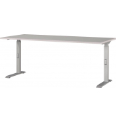 Schreibtisch DOWNEY, manuell höhenverstellbar, 68-91cm (H), 180x80cm (BxT), rechteckig, kaschmir / silber
