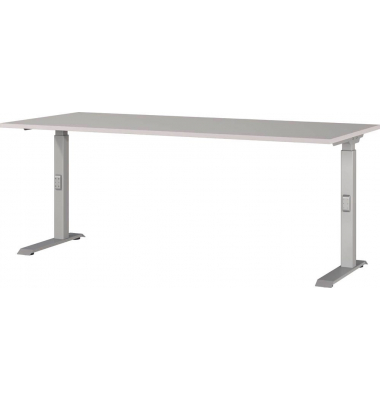 Schreibtisch DOWNEY, manuell höhenverstellbar, 68-91cm (H), 180x80cm (BxT), rechteckig, kaschmir / silber