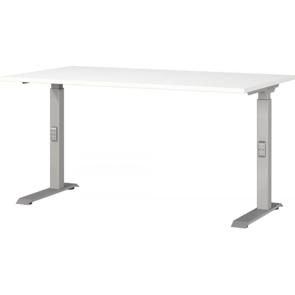 4005949791831 - Schreibtisch DOWNEY 7904-639 manuell höhenverstellbar 68-91cm (H) 140x80cm (BxT) rechteckig weiß silber 4005949791831 GER 4005949791831 - Schreibtisch DOWNEY 7904-639 manuell höhenverstellbar 68-91cm (H) 140x80cm (BxT) rechteckig weiß silber 4005949791831 GER
