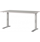 Schreibtisch DOWNEY, manuell höhenverstellbar, 68-91cm (H), 140x80cm (BxT), rechteckig, kaschmir / silber