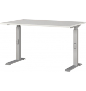 Schreibtisch DOWNEY, manuell höhenverstellbar, 68-91cm (H), 120x80cm (BxT), rechteckig, lichtgrau / silber