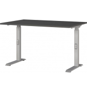 Schreibtisch DOWNEY, manuell höhenverstellbar, 68-91cm (H), 120x80cm (BxT), rechteckig, graphit / silber