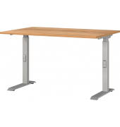 Schreibtisch DOWNEY, manuell höhenverstellbar, 68-91cm (H), 120x80cm (BxT), rechteckig, navarra-eiche / silber