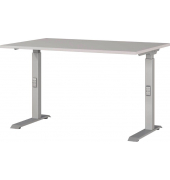 Schreibtisch DOWNEY, manuell höhenverstellbar, 68-91cm (H), 120x80cm (BxT), rechteckig, kaschmir / silber