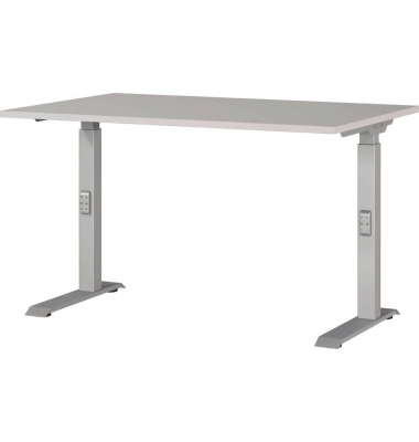 Schreibtisch DOWNEY, manuell höhenverstellbar, 68-91cm (H), 120x80cm (BxT), rechteckig, kaschmir / silber