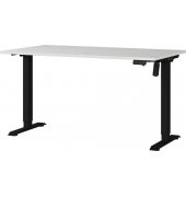 Sitz-Steh-Schreibtisch Profi 3.0, elektrisch höhenverstellbar, 71-119cm (H), 140x80cm (BxT), rechteckig, lichtgrau / schwarz