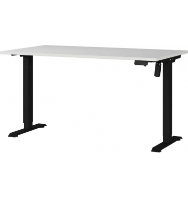 Sitz-Steh-Schreibtisch Profi 3.0, elektrisch höhenverstellbar, 71-119cm (H), 140x80cm (BxT), rechteckig, lichtgrau / schwarz