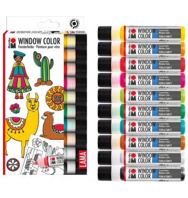 Lama Fenstermalfarben farbsortiert 10 x 25,0 ml
