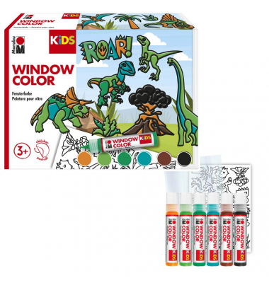 Dinosaurier Fenstermalfarben farbsortiert 6 x 25,0 ml
