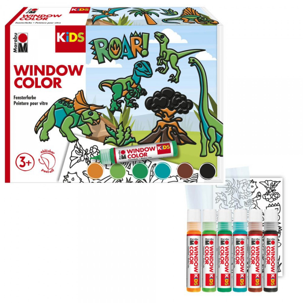 4007751960337 - Dinosaurier Fenstermalfarben farbsortiert 6 x 250 ml 4007751960337 150 Milliliter 4007751960337 - Dinosaurier Fenstermalfarben farbsortiert 6 x 250 ml 4007751960337 150 Milliliter