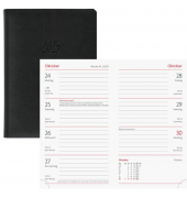 Taschenkalender 879-25-464, schwarz, 1 Woche / 2 Seiten, 9x15,6cm (A6), 2025