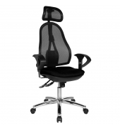 B&uuml;rodrehstuhl Open Point SY Deluxe, schwarz / chrom, mit Armlehnen, bis 110kg, mit Kopfst&uuml;tze