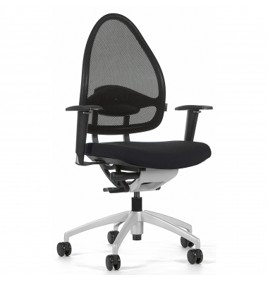 B&uuml;rodrehstuhl Open Base 10, schwarz / silber, mit Armlehnen, bis 110kg, ohne Kopfst&uuml;tze
