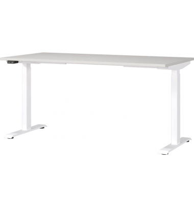 Sitz-Steh-Schreibtisch JET, elektrisch höhenverstellbar, 72-120cm (H), 160x80cm (BxT), rechteckig, lichtgrau / weiß