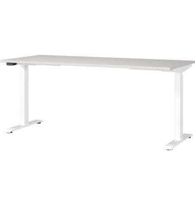 Sitz-Steh-Schreibtisch JET, elektrisch höhenverstellbar, 72-120cm (H), 180x80cm (BxT), rechteckig, lichtgrau / weiß