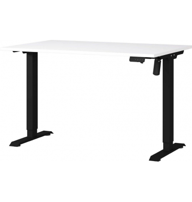 Sitz-Steh-Schreibtisch Boras, elektrisch höhenverstellbar, 71-119cm (H), 120x80cm (BxT), rechteckig, weiß / schwarz