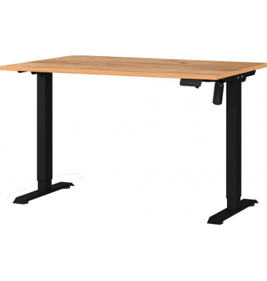 Sitz-Steh-Schreibtisch Boras, elektrisch höhenverstellbar, 71-119cm (H), 120x80cm (BxT), rechteckig, navarra-eiche / schwarz