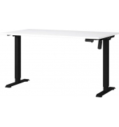 Sitz-Steh-Schreibtisch Boras, elektrisch höhenverstellbar, 71-119cm (H), 140x80cm (BxT), rechteckig, weiß / schwarz