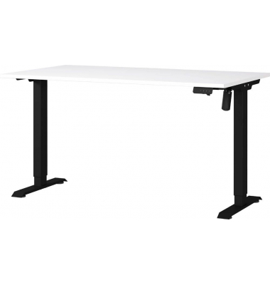 Sitz-Steh-Schreibtisch Boras, elektrisch höhenverstellbar, 71-119cm (H), 140x80cm (BxT), rechteckig, weiß / schwarz