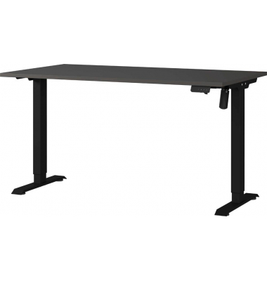 Sitz-Steh-Schreibtisch Boras, elektrisch höhenverstellbar, 71-119cm (H), 140x80cm (BxT), rechteckig, graphit / schwarz