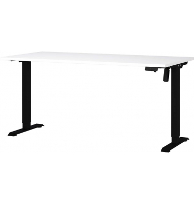 Sitz-Steh-Schreibtisch Boras, elektrisch höhenverstellbar, 71-119cm (H), 160x80cm (BxT), rechteckig, weiß / schwarz