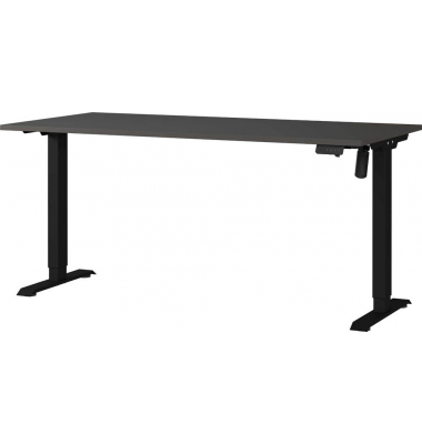 Sitz-Steh-Schreibtisch Boras, elektrisch höhenverstellbar, 71-119cm (H), 160x80cm (BxT), rechteckig, graphit / schwarz