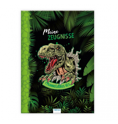 Zeugnismappe 80824N, gr&uuml;n "Dino", A4, 10 H&uuml;llen