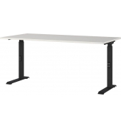Schreibtisch DOWNEY, manuell höhenverstellbar, 68-91cm (H), 160x80cm (BxT), rechteckig, lichtgrau / schwarz