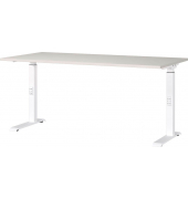 Schreibtisch DOWNEY, manuell höhenverstellbar, 68-91cm (H), 160x80cm (BxT), rechteckig, lichtgrau / weiß