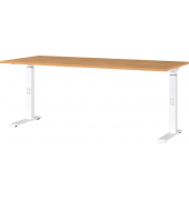 Schreibtisch DOWNEY, manuell höhenverstellbar, 68-91cm (H), 180x80cm (BxT), rechteckig, grandson-eiche / weiß