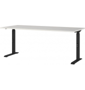 Schreibtisch DOWNEY, manuell höhenverstellbar, 68-91cm (H), 180x80cm (BxT), rechteckig, lichtgrau / schwarz