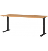 Schreibtisch DOWNEY, manuell höhenverstellbar, 68-91cm (H), 180x80cm (BxT), rechteckig, grandson-eiche / schwarz