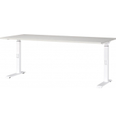 Schreibtisch DOWNEY, manuell höhenverstellbar, 68-91cm (H), 180x80cm (BxT), rechteckig, lichtgrau / weiß