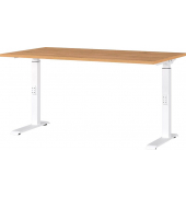 Schreibtisch DOWNEY, manuell höhenverstellbar, 68-91cm (H), 140x80cm (BxT), rechteckig, grandson-eiche / weiß
