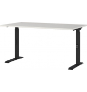 Schreibtisch DOWNEY, manuell höhenverstellbar, 68-91cm (H), 140x80cm (BxT), rechteckig, lichtgrau / schwarz